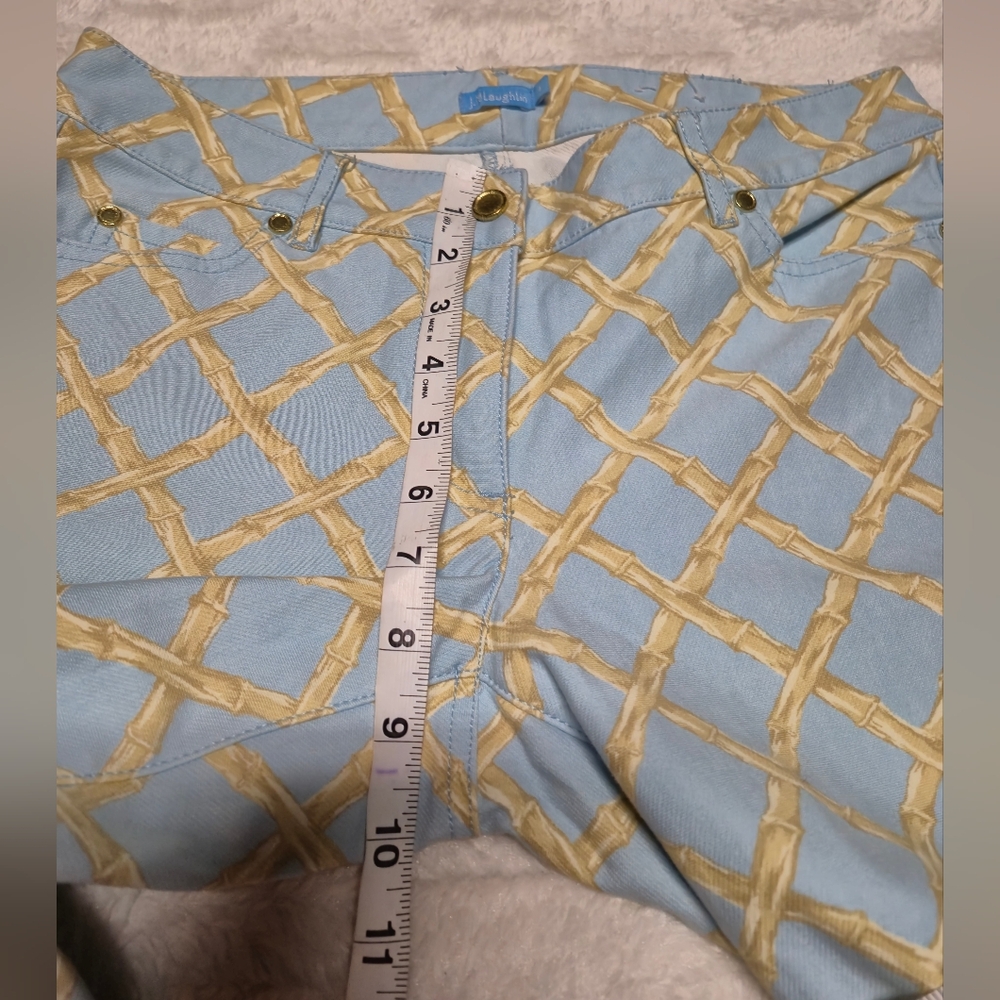 J. McLaughlin‎ Light Blue and Yellow Geometric Straight Leg Jeans - Picture 7 of 9